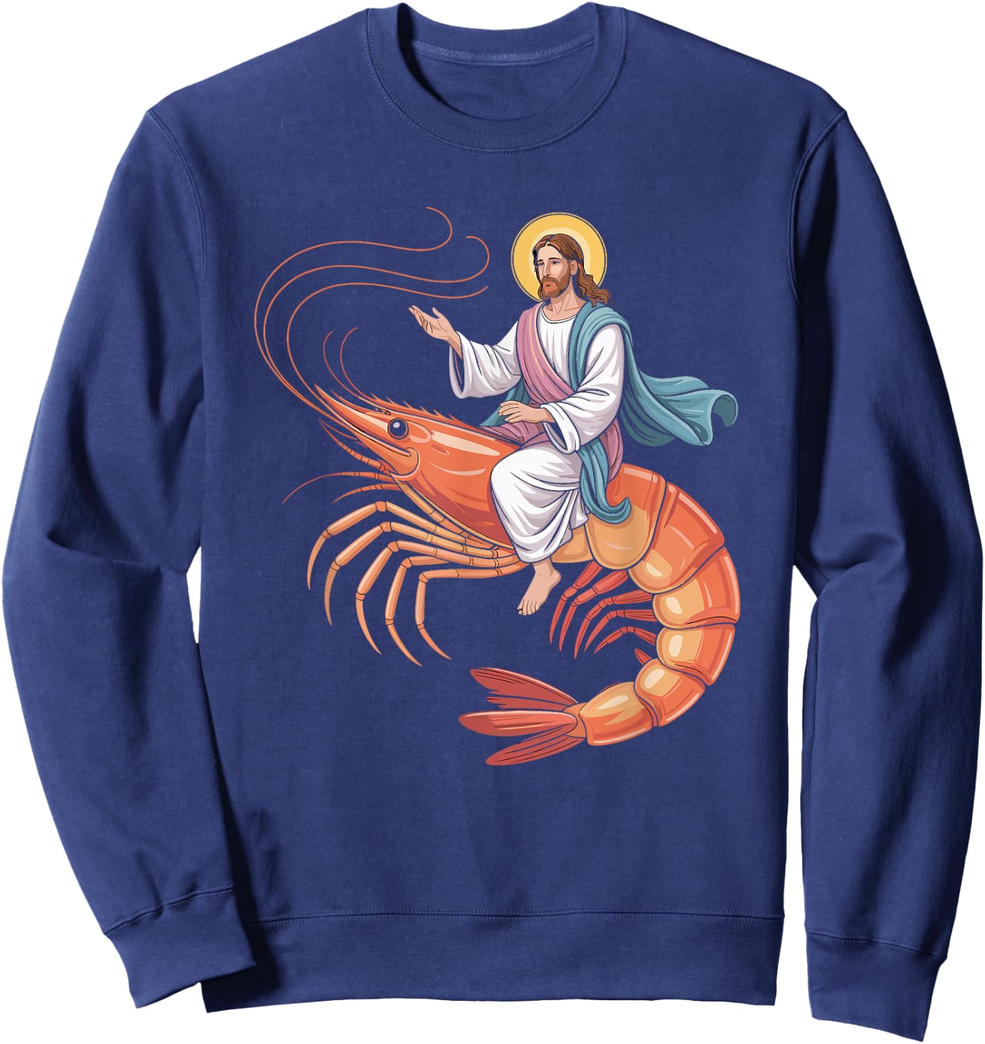 Holy Shrimp Meme Parody Design Sweatshirt - Sweatshirt | Navy
