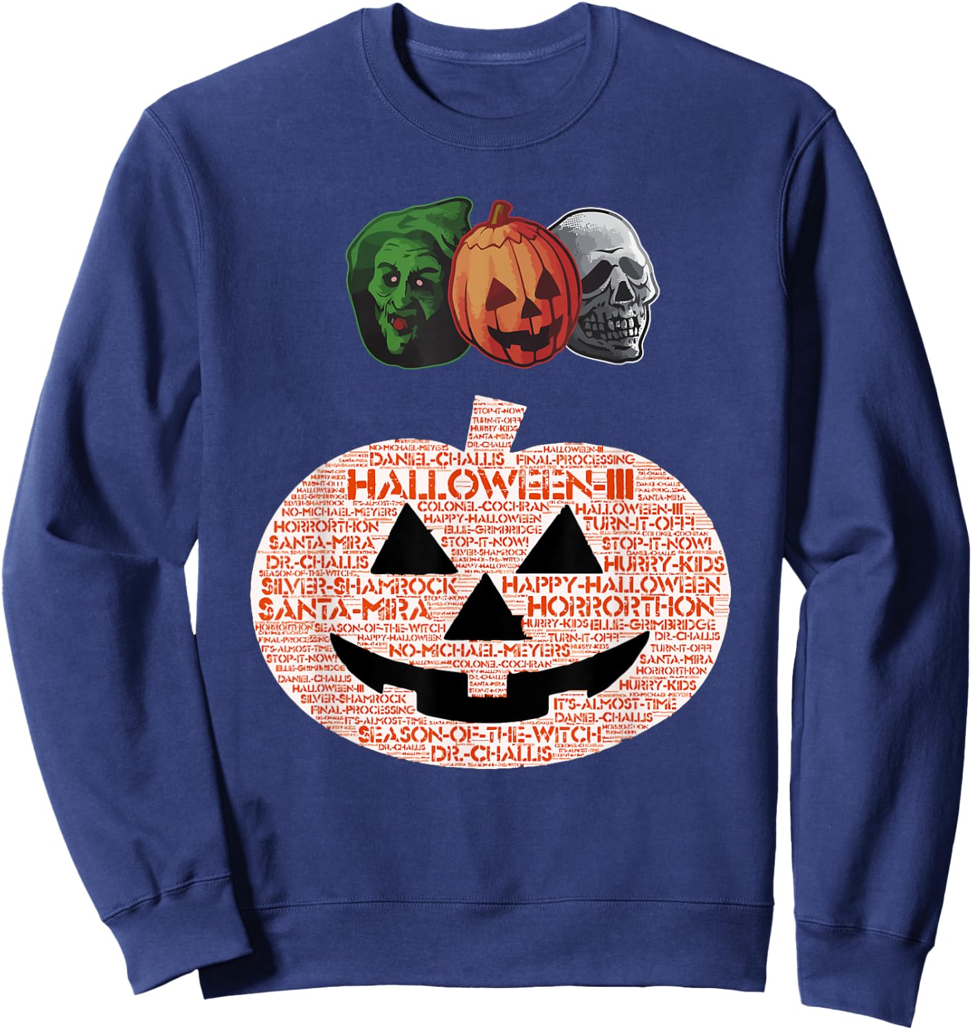 Halloween III Masks and Pumpkin Sweatshirt - Sweatshirt | Navy