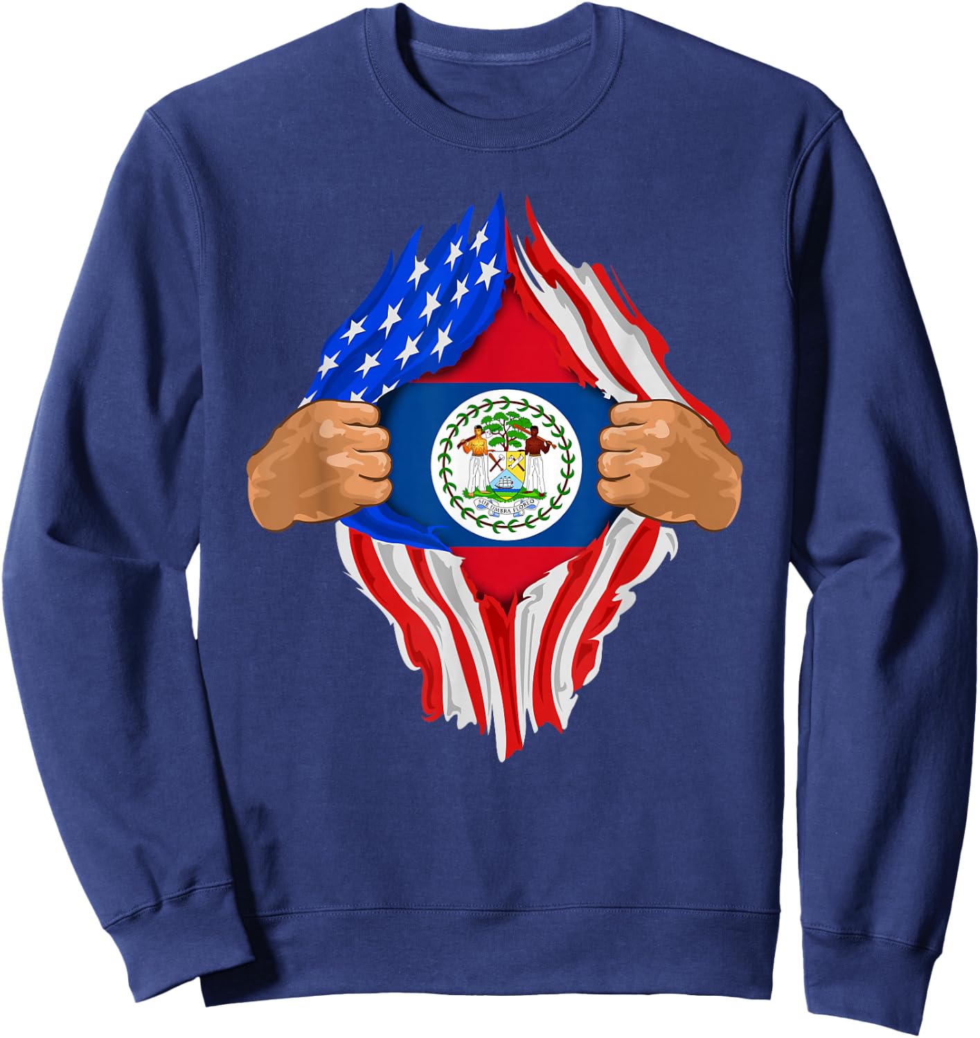 Belizean Blood Inside Me | Belize Flag Gift Sweatshirt - Sweatshirt | Navy