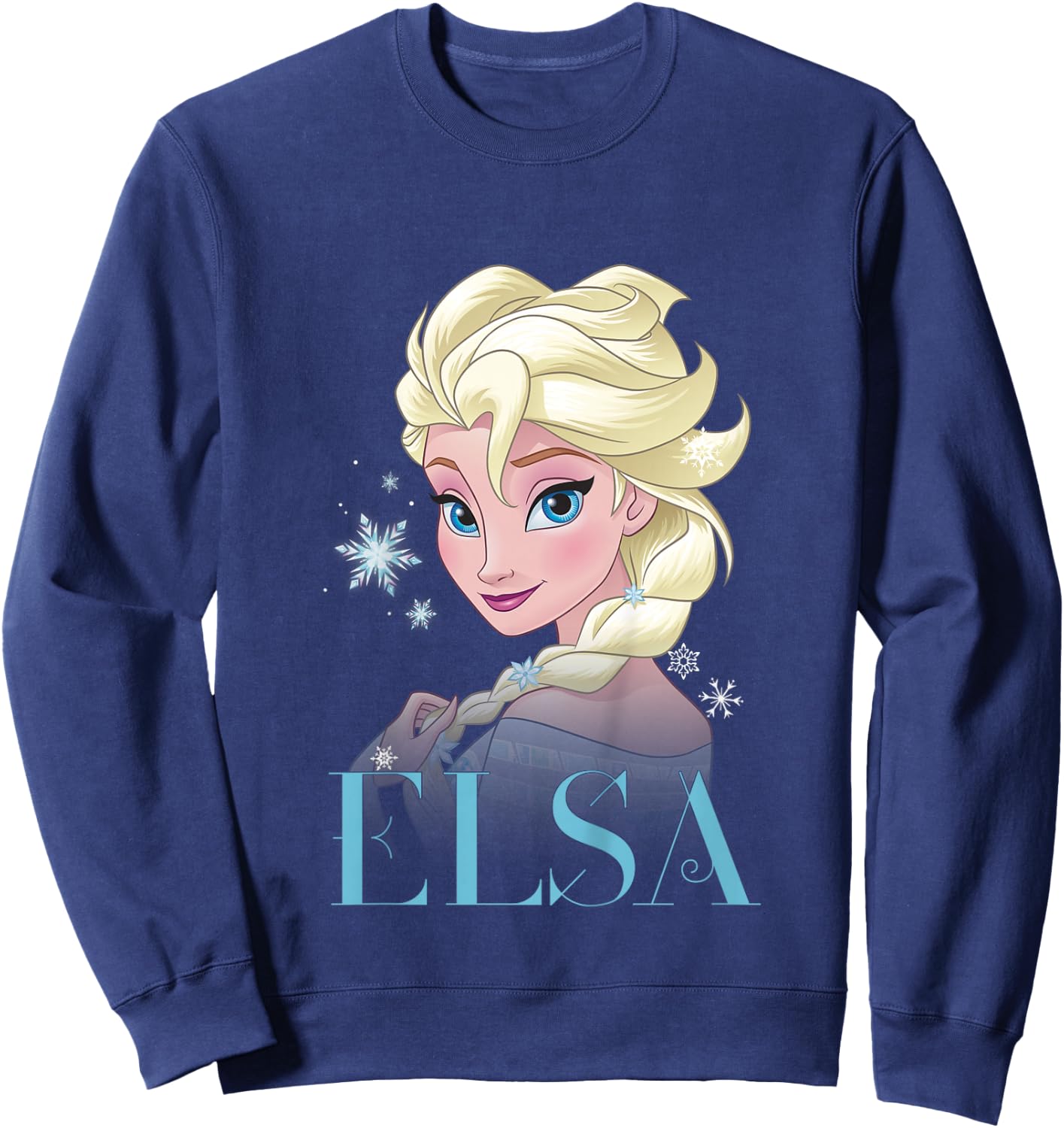 Children's Frozen Elsa Snowflake Portrait , White Sweatshirt - Sweatshirt | Navy