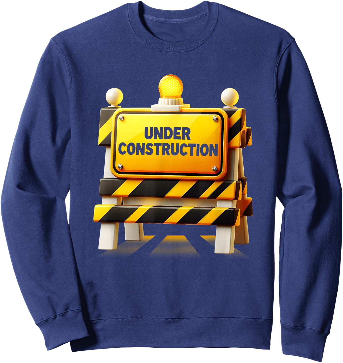 Luminous Yellow Construction Sign with Warning Light Sweatshirt - Sweatshirt | Navy