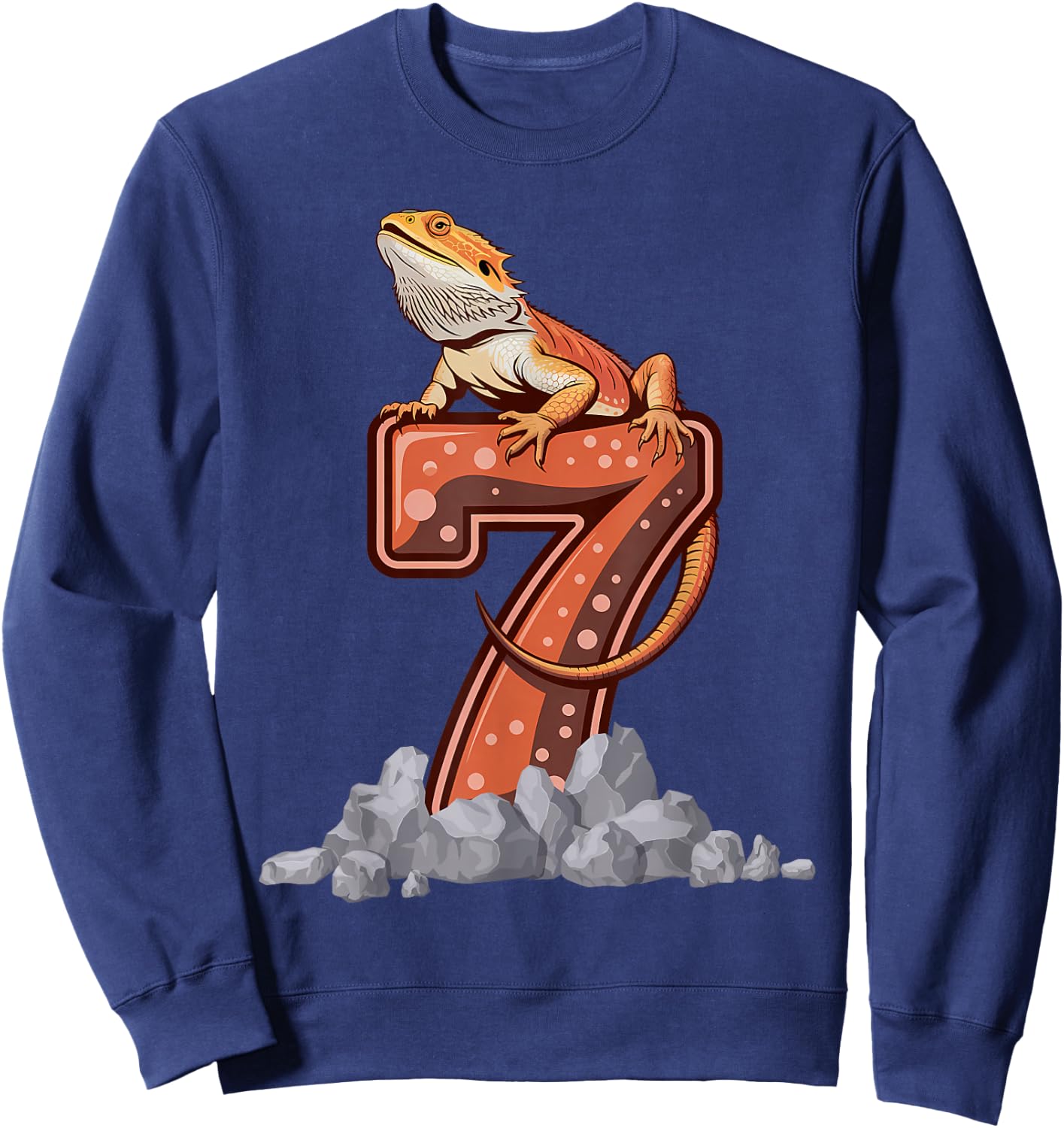 7 Year Old Bearded dragon Reptile 7th Birthday Party B-day Sweatshirt - Sweatshirt | Navy