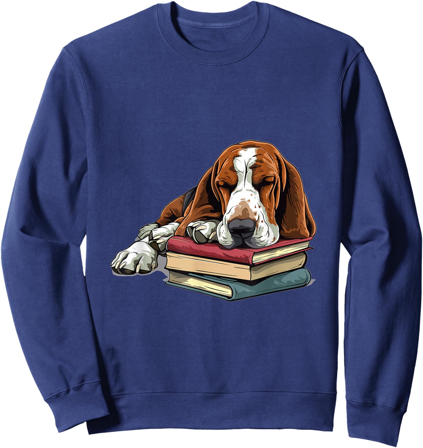 Basset Hound Books Dog Breed Graphic Sweatshirt - Sweatshirt | Navy