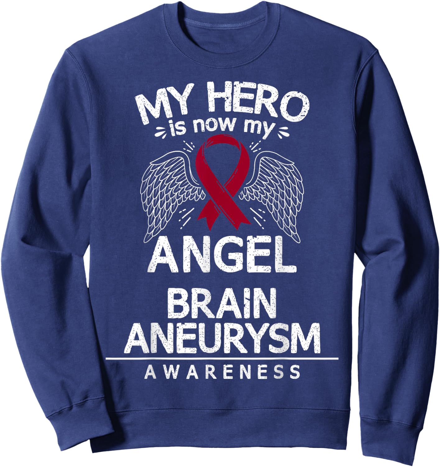 Brain Aneurysm Awareness Gift Burgundy Ribbon Sweatshirt - Sweatshirt | Navy