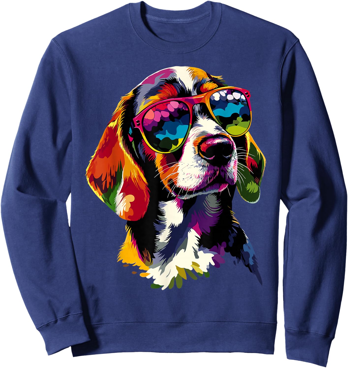 Beagle mit Sonnenbrille Beagles Welpe Süßer English Beagle Sweatshirt - Sweatshirt | Navy