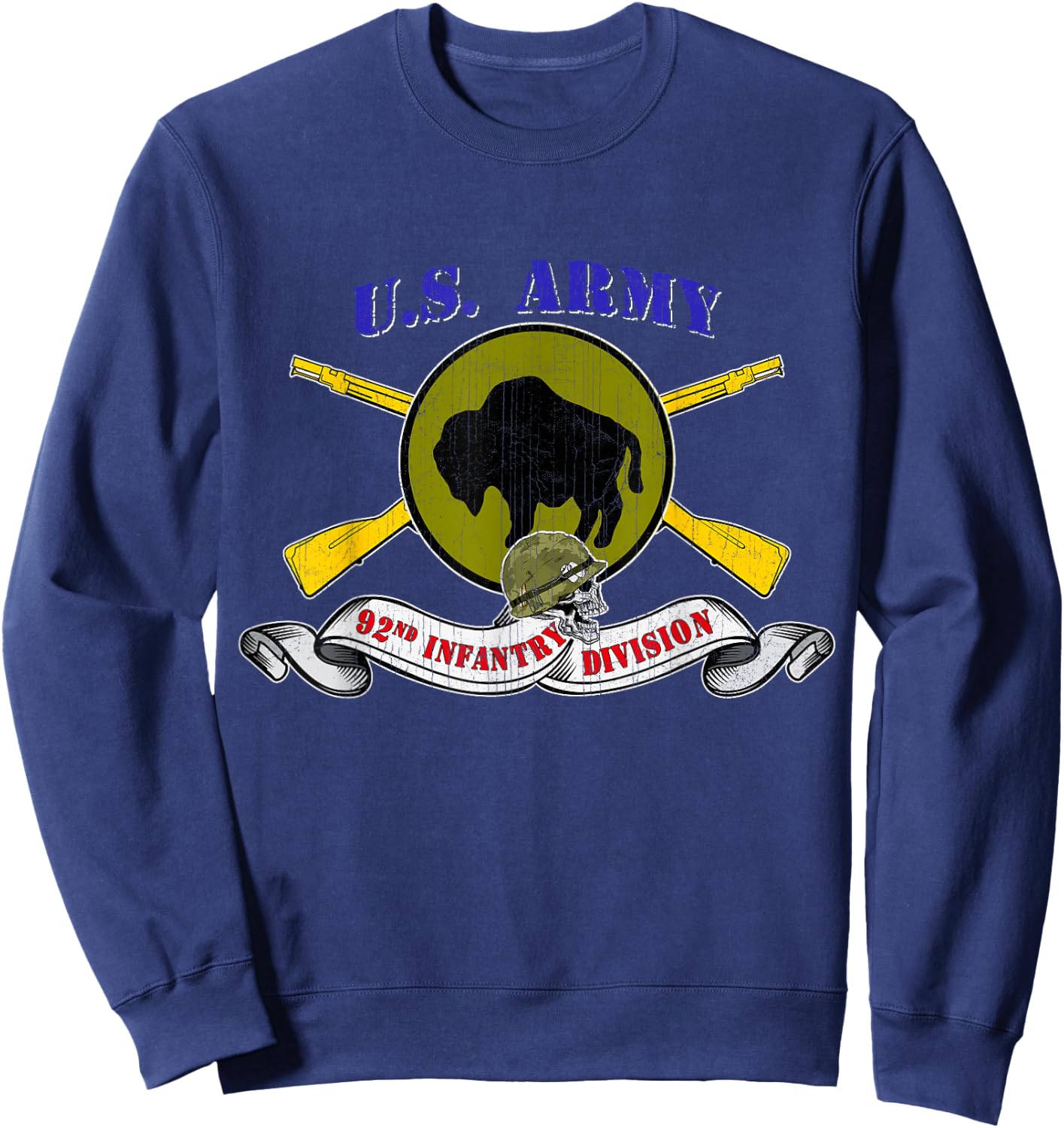 92nd Infantry Division 92nd ID Veteran Vintage Gifts Sweatshirt - Sweatshirt | Navy