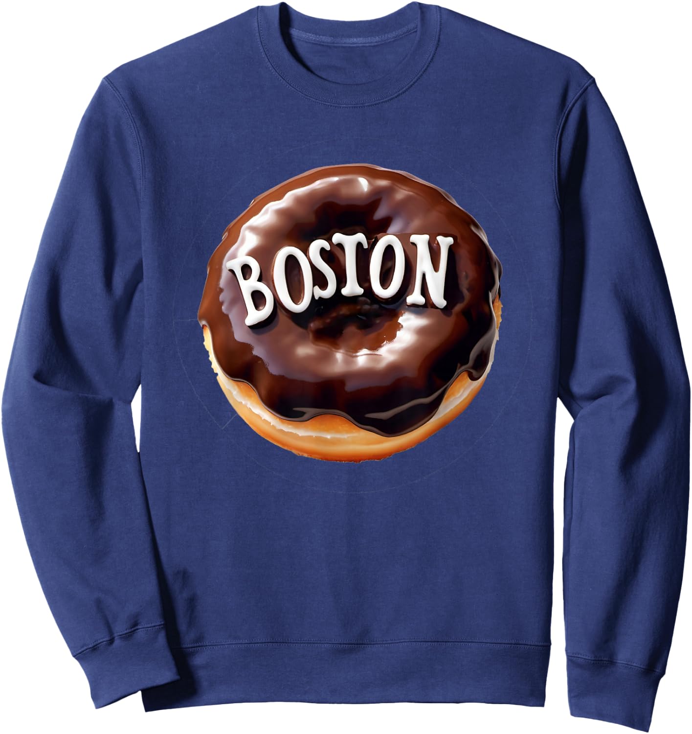 Boston Cream Donut with Text Sweatshirt - Sweatshirt | Navy