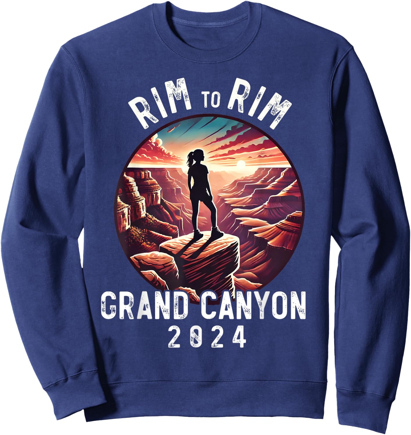 Rim - Rim Grand Canyon, I Hiked The Grand Canyon 2024, Women Sweatshirt - Sweatshirt | Navy