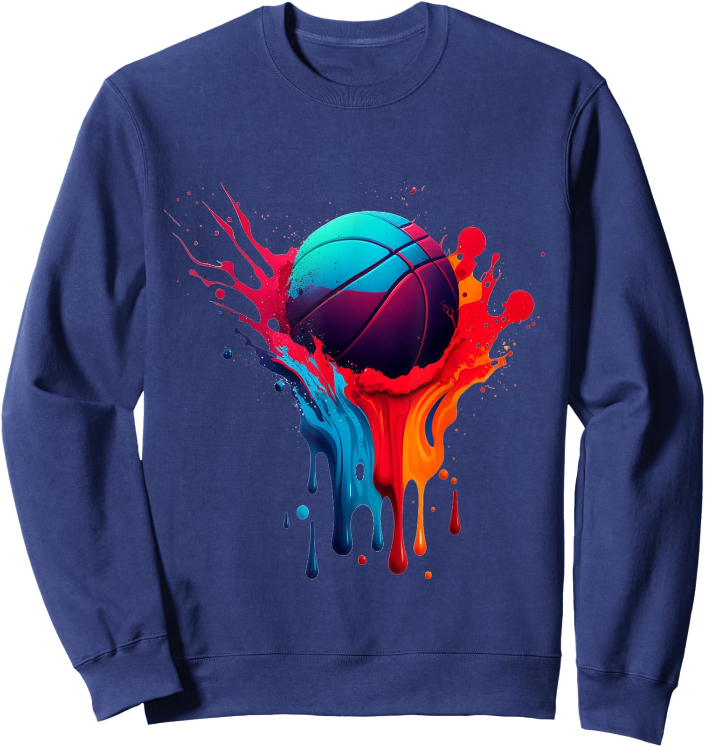 Basketball Splash Basketball Splatter Paint Bball Player Sweatshirt - Sweatshirt | Navy