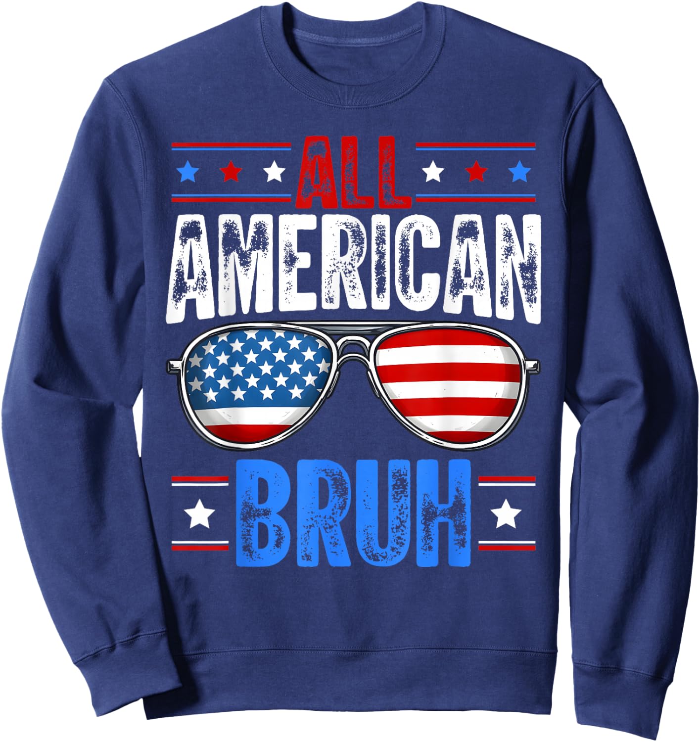 4th of July All American Bruh Patriotic Boys Kids Sweatshirt - Sweatshirt | Navy