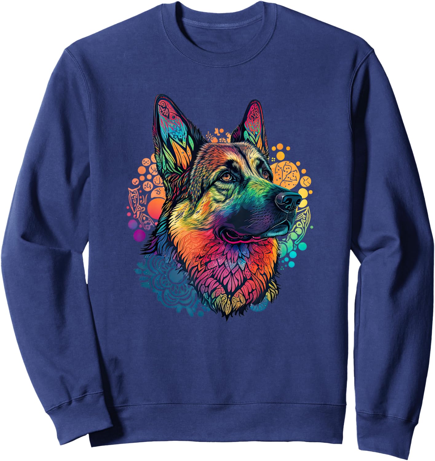 Funny German shepherd Dog Hippie Mandala Sweatshirt - Sweatshirt | Navy