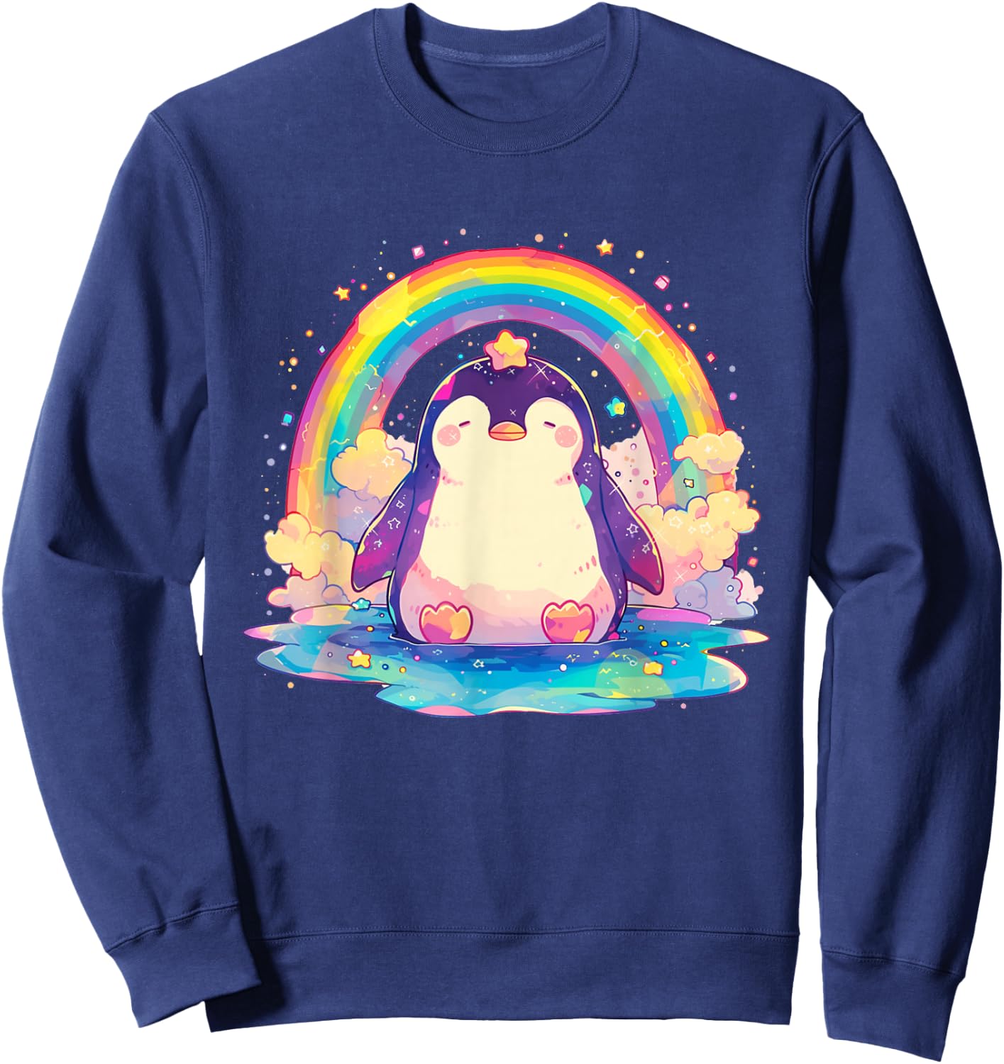 Penguin Rainbow - Penguin Kawaii Sweatshirt - Sweatshirt | Navy