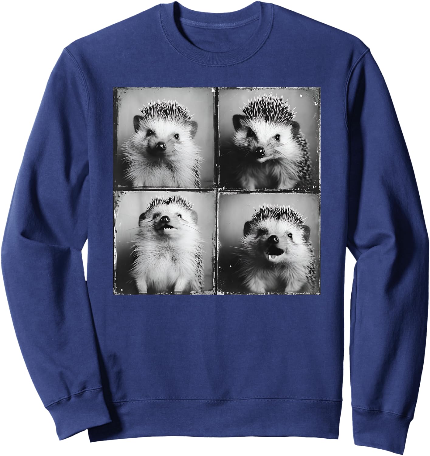Smiling Hedgehog Face Happy Hedgie Photo Funny Nature Animal Sweatshirt - Sweatshirt | Navy