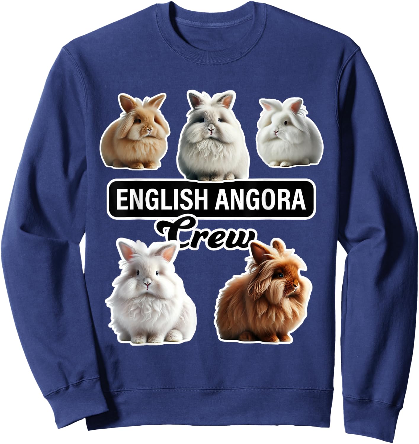 English Angora Rabbit Crew Funny Bunny Sweatshirt - Sweatshirt | Navy