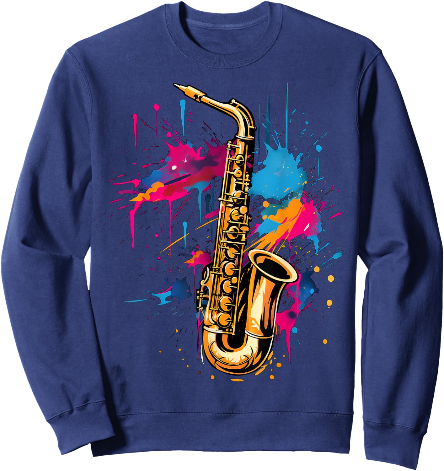 Cool Colourful Saxophone Musician , black Sweatshirt - Sweatshirt | Navy