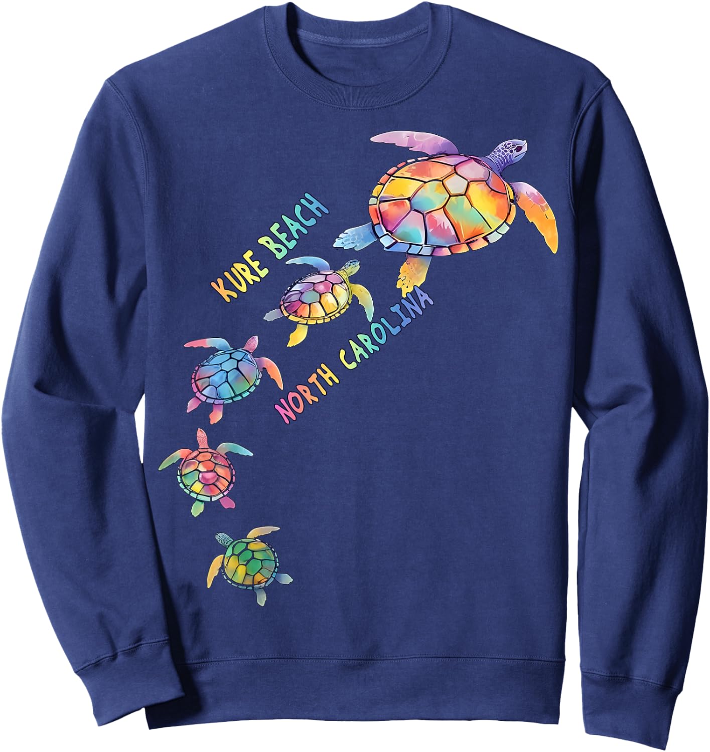 Kure Beach North Carolina Sea Turtle Lover Vacation Women Kids Sweatshirt - Sweatshirt | Navy
