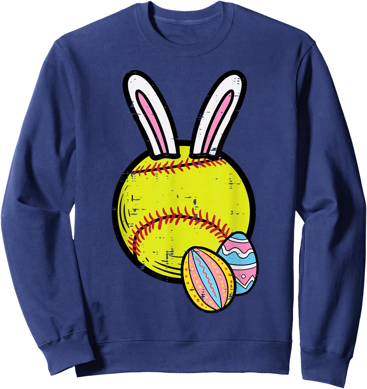 Easter Softball Bunny Sports Player Men Mom Women Girls Kids Sweatshirt - Sweatshirt | Navy