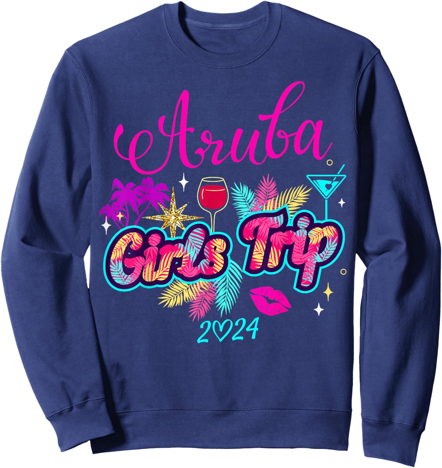 Girls Trip Aruba 2024 Shirt Girls Weekend Birthday Squad Sweatshirt - Sweatshirt | Navy