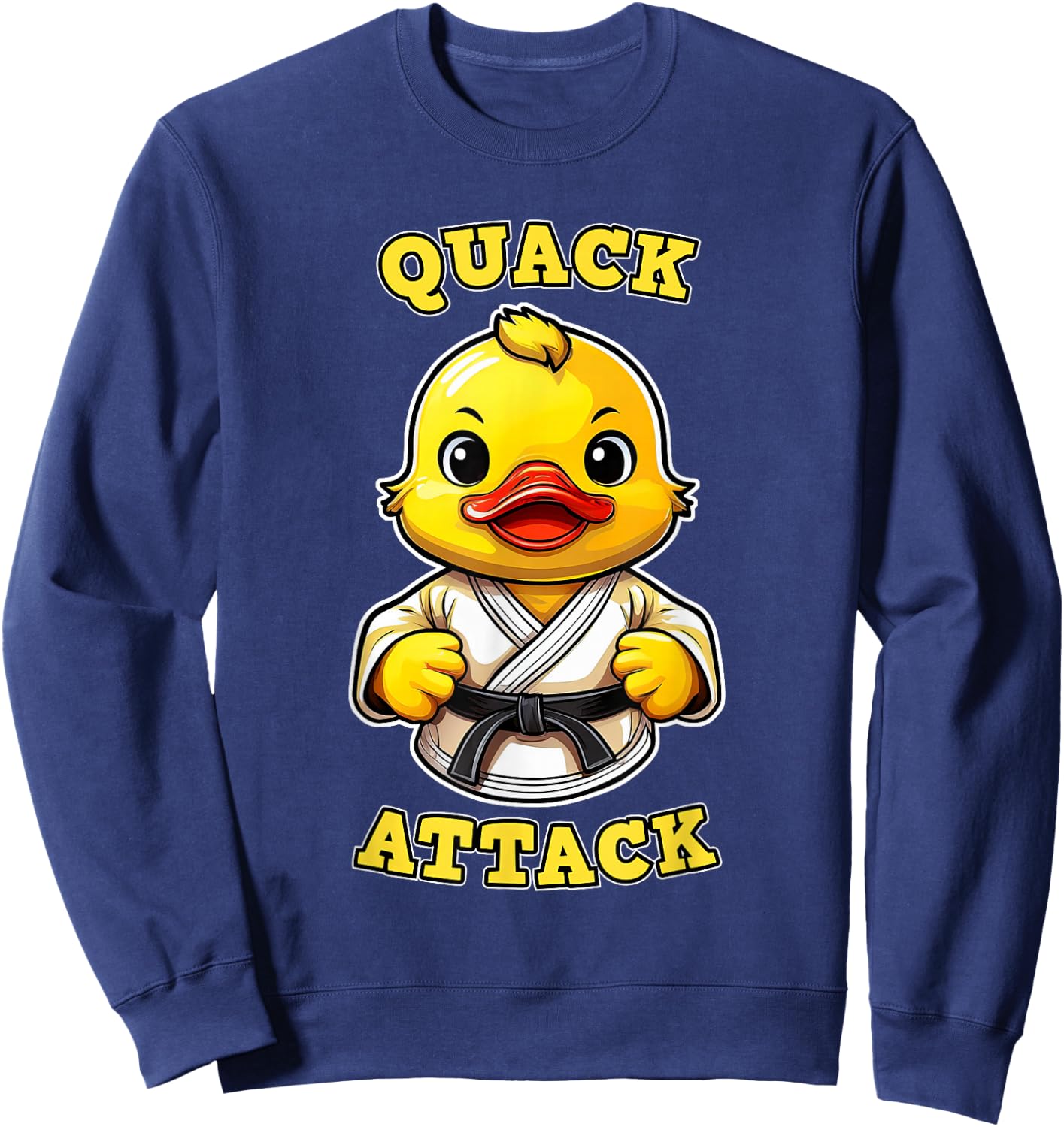 Quack Attack, Funny Karate Rubber Duckie, Rubber Duck Pun Sweatshirt - Sweatshirt | Navy
