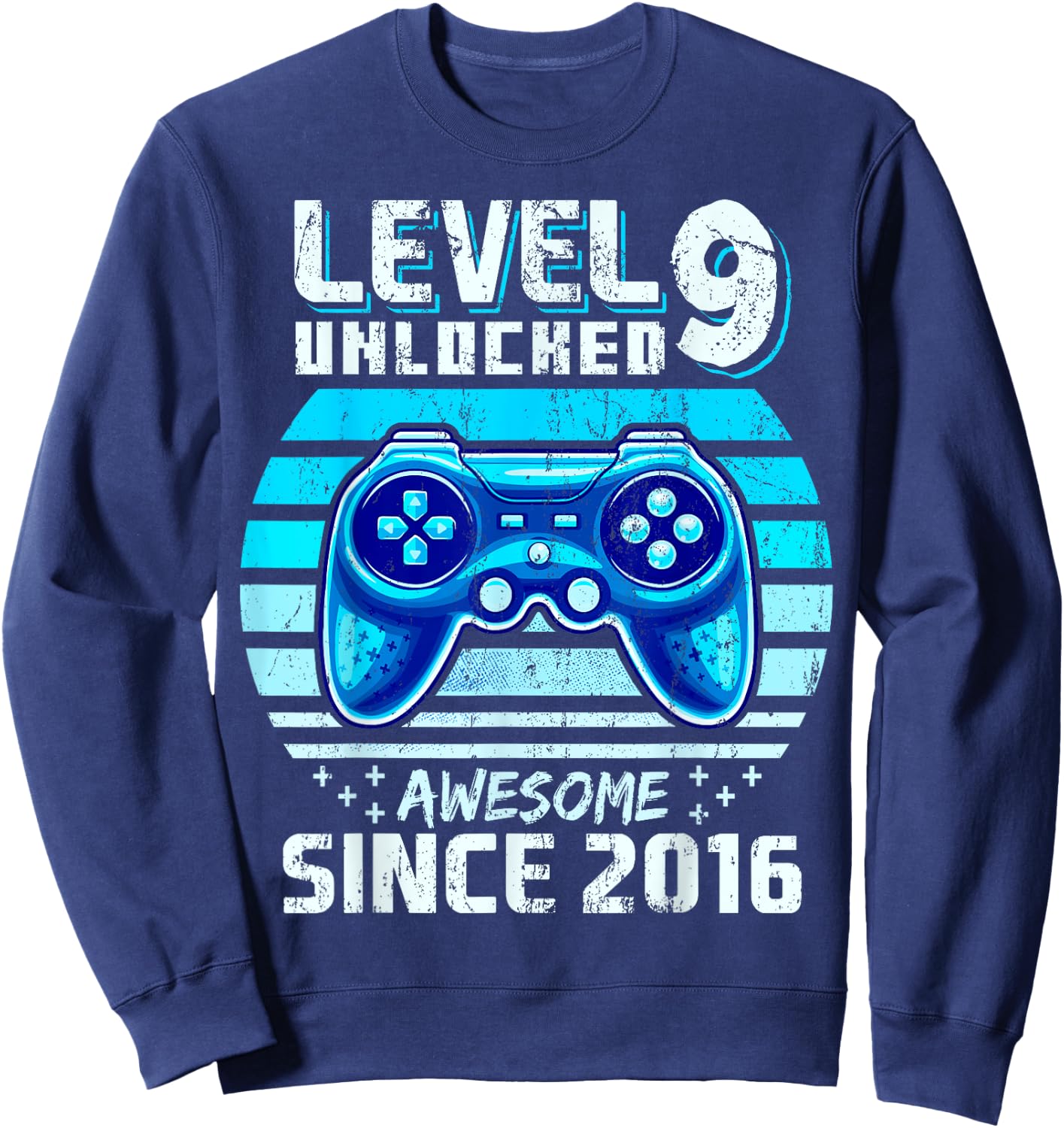 9th Birthday Boy Level 9 Gamer 9 Year Video Game Party Sweatshirt - Sweatshirt | Navy