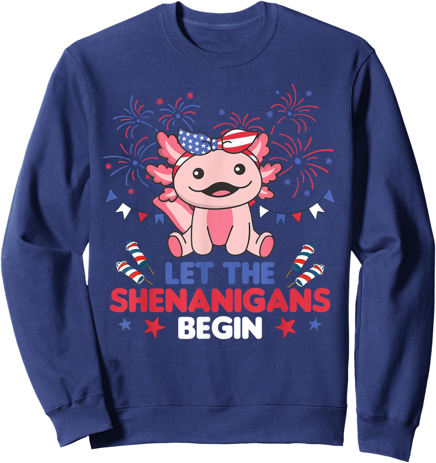 4th Of July American Axolotl For Kids Cute Usa Axolotl Sweatshirt - Sweatshirt | Navy