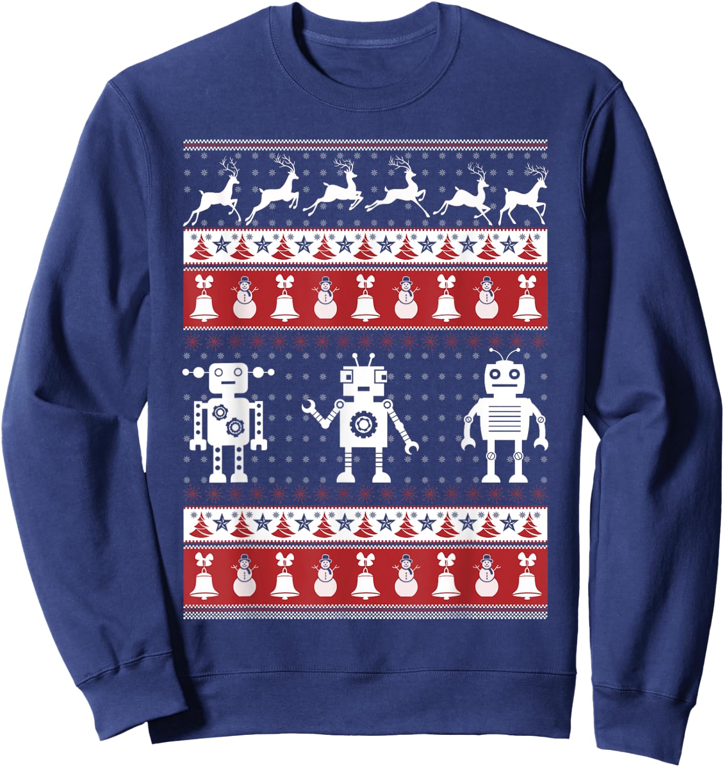 Robots Ugly Christmas Sweater Xmas T Shirts Sweatshirt - Sweatshirt | Navy