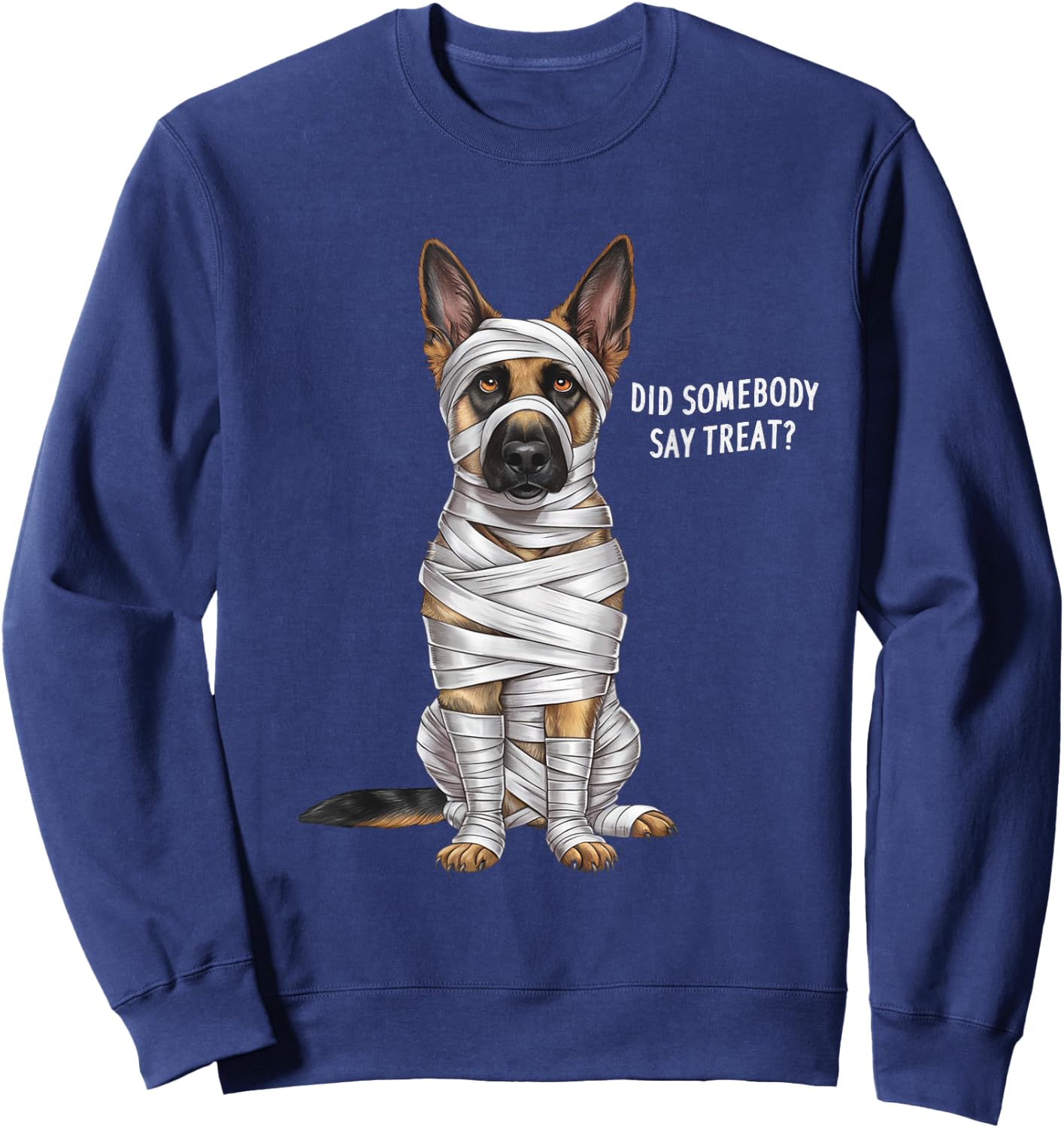 German Shepherd Mummy Halloween Dog Sweatshirt - Sweatshirt | Navy