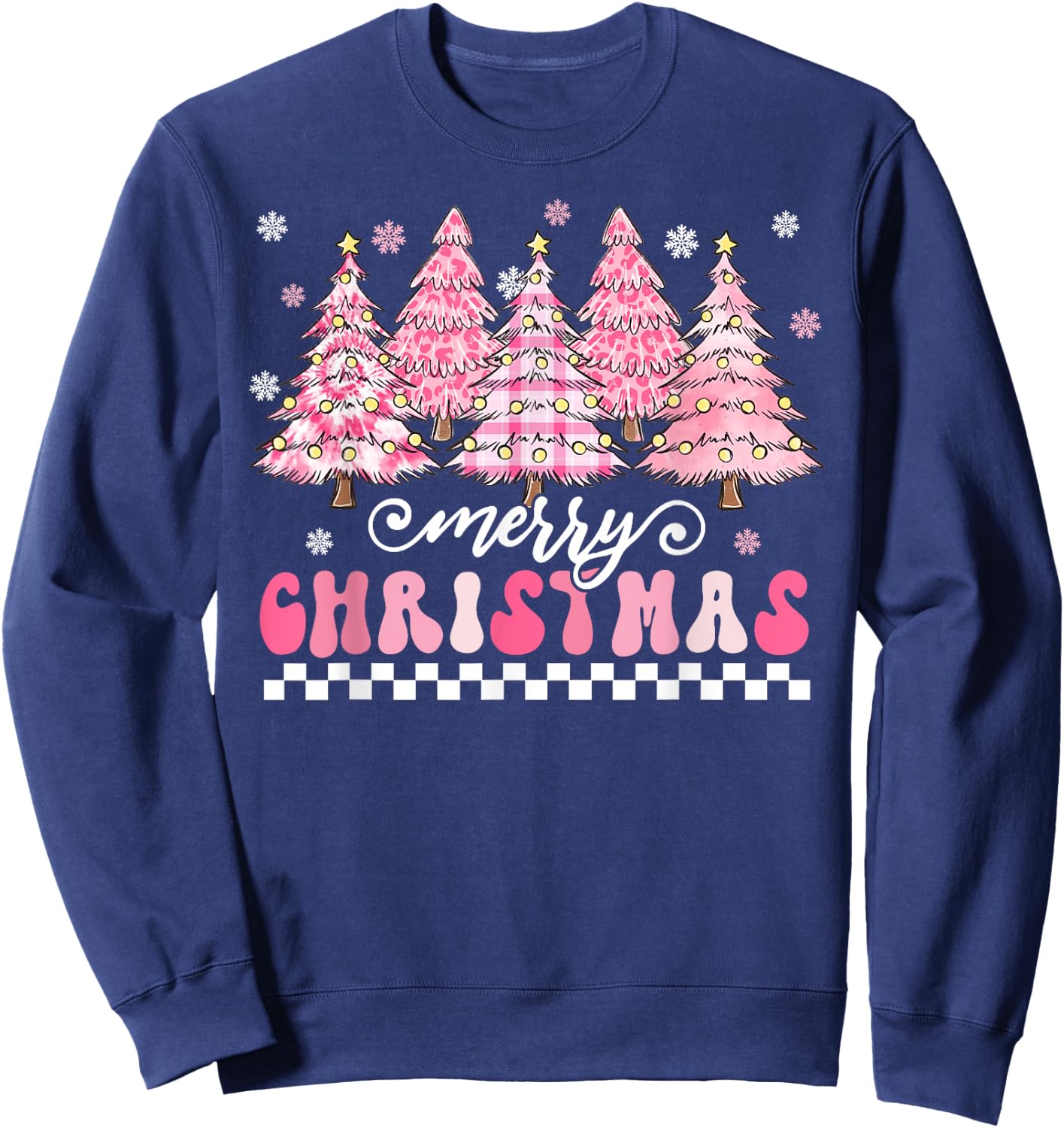 Cute Merry Pink Christmas Tree Xmas Trees Lights Women Girls Sweatshirt - Sweatshirt | Navy