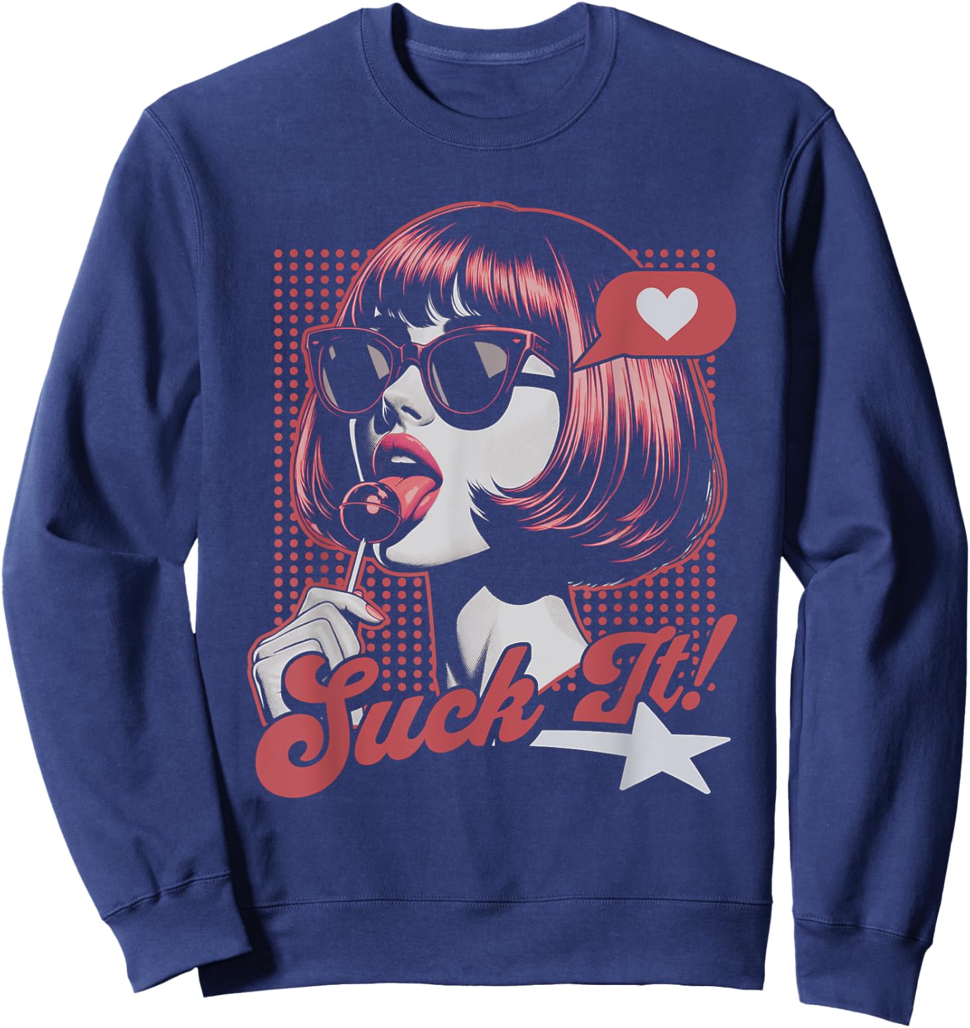 Funny Retro Pop Art Graphic Novelty Sweatshirt - Sweatshirt | Navy