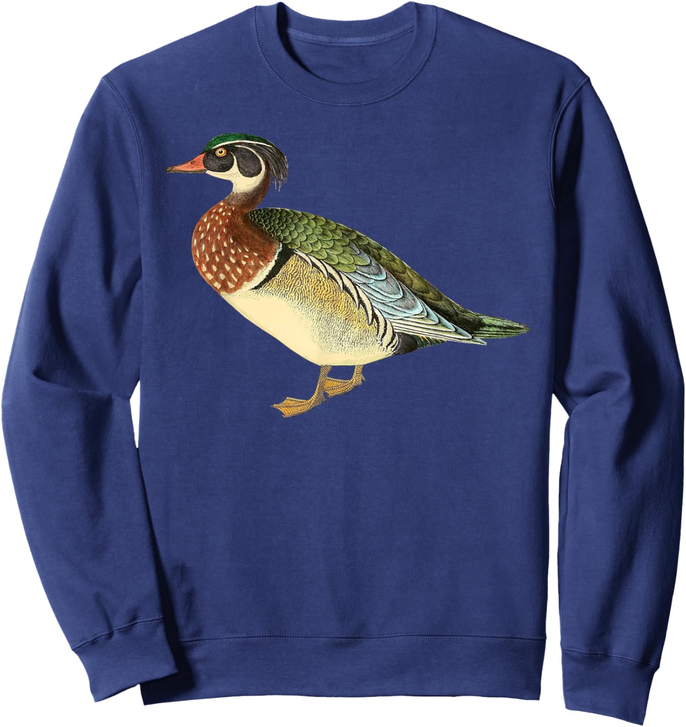 Duck Cute Wood Duck Vintage Duck Graphic Sweatshirt - Sweatshirt | Navy