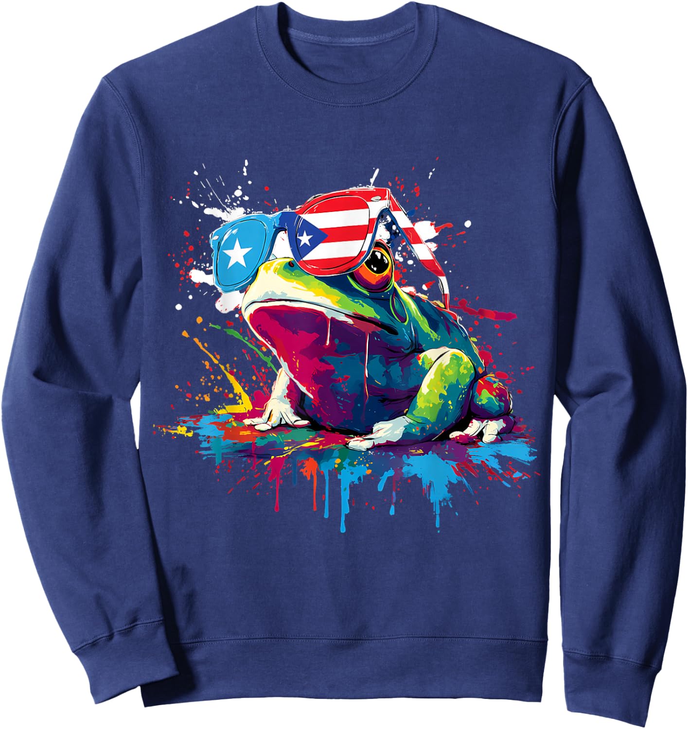 Coqui Frog Puerto Rico Flag Puerto Rican Taino Boricua Sweatshirt - Sweatshirt | Navy