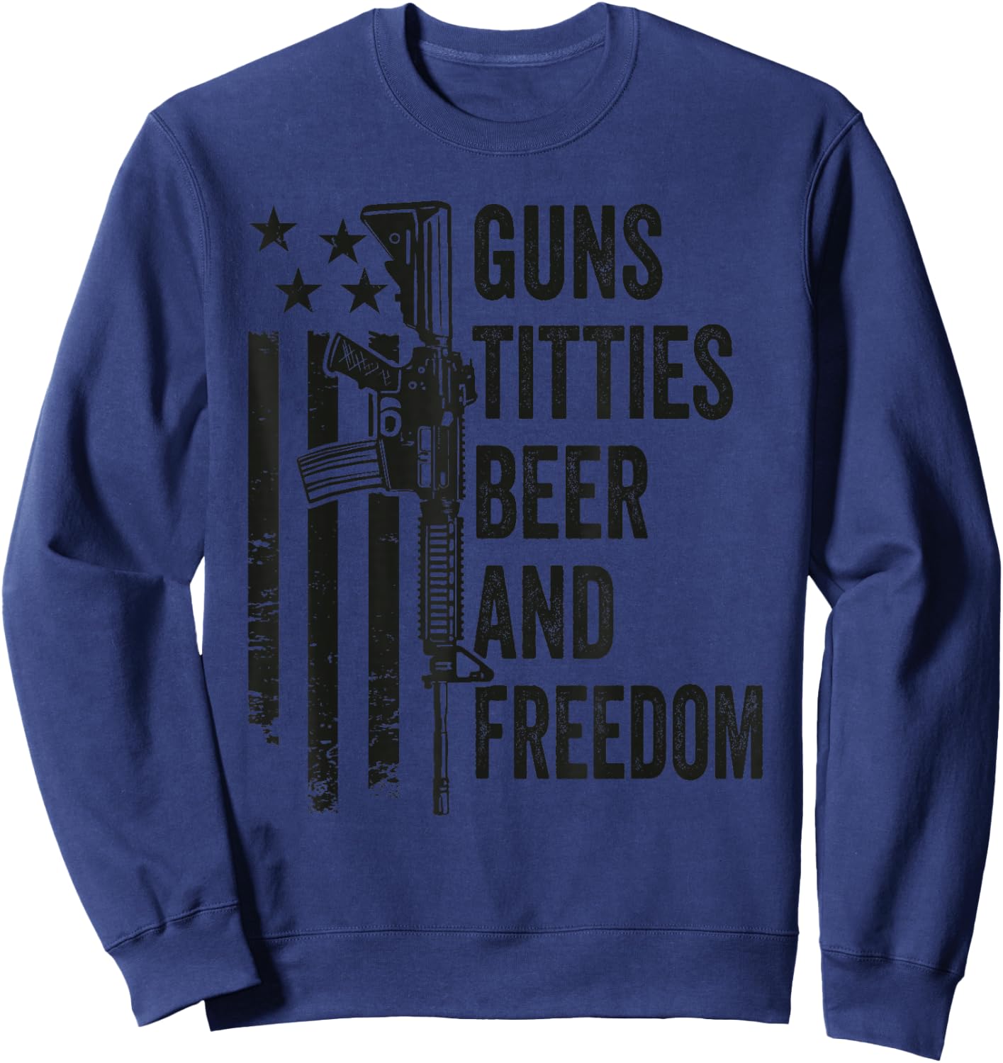 Guns Titties Beer & Freedom - Camo Guns Drinking USA Sweatshirt - Sweatshirt | Navy