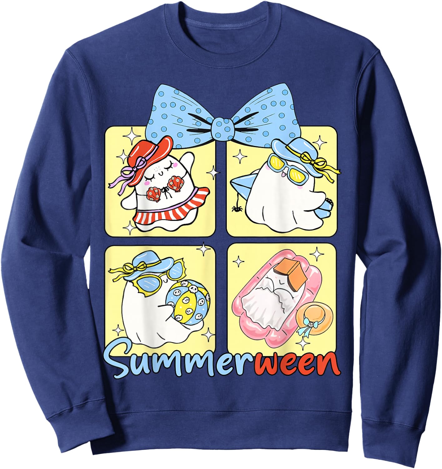 Funny Summerween Vibes Boo Spooky Vacation Sweatshirt - Sweatshirt | Navy