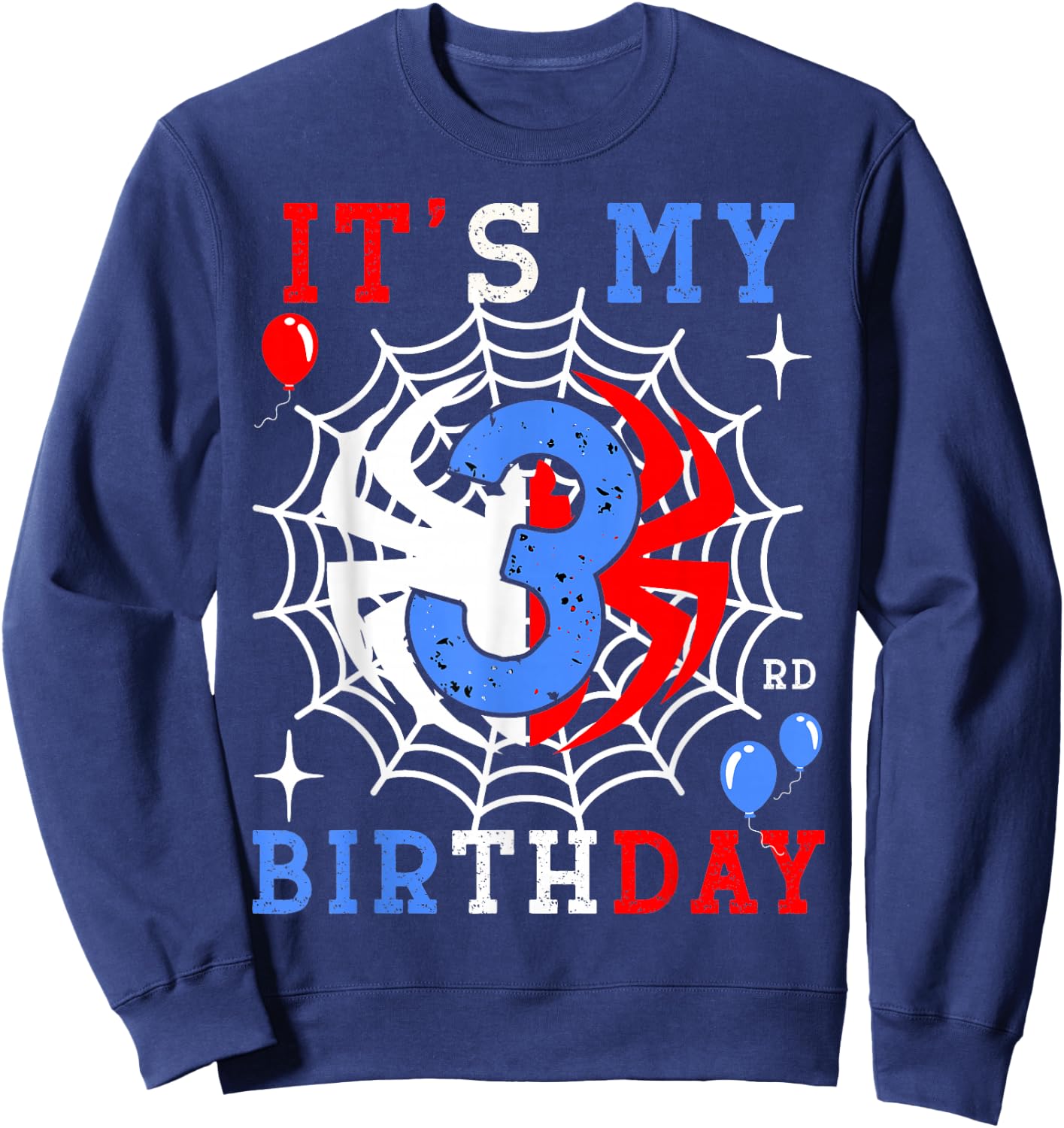 3rd Birthday Spider-Theme 3rd Birthday Spider Web Kids Boys Sweatshirt - Sweatshirt | Navy