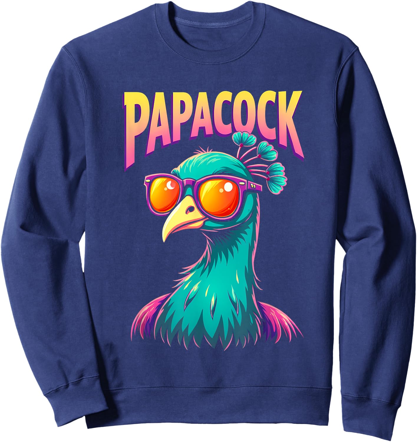 Papacock Father's Day Best Dad Peacock Sweatshirt - Sweatshirt | Navy