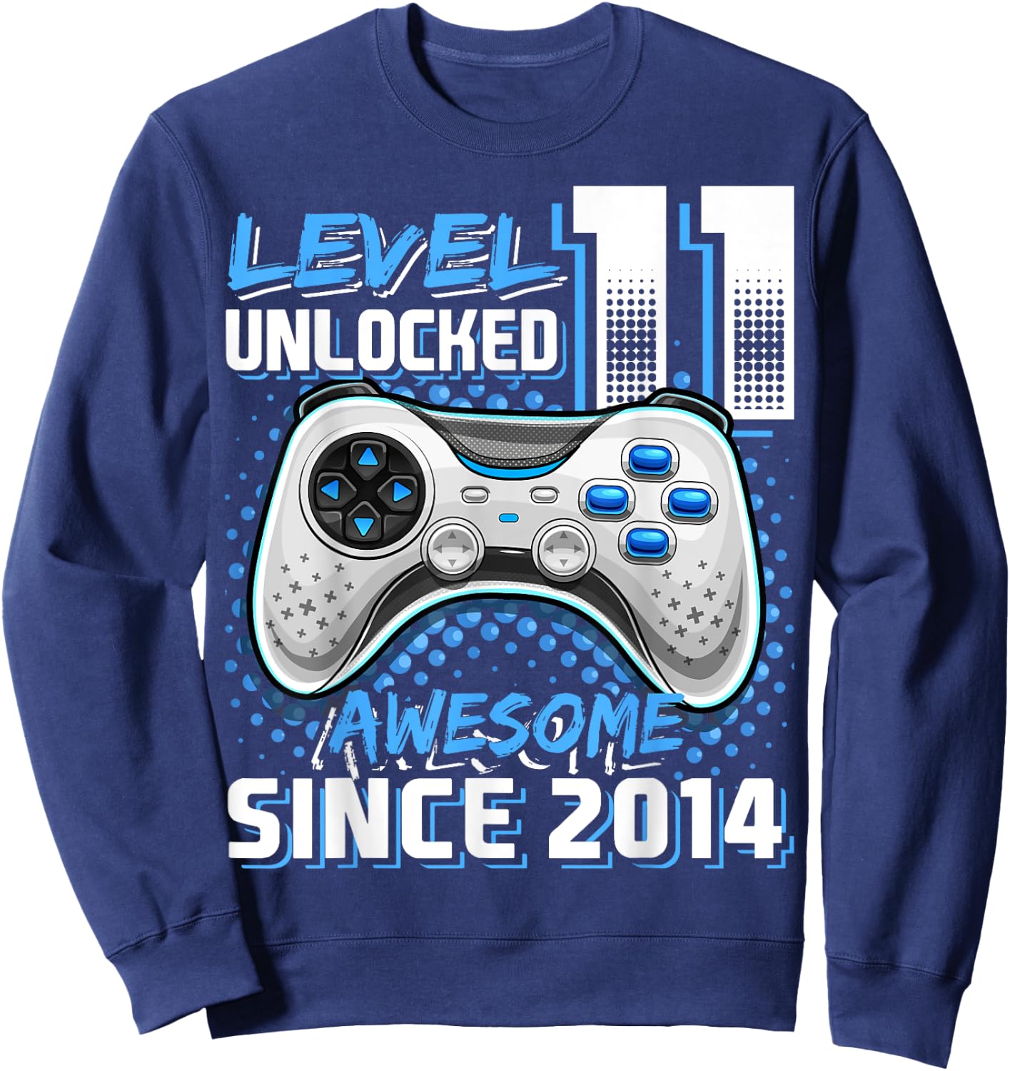 11th Birthday Boy Level 11 Gamer 11 Year Video Game Party Sweatshirt - Sweatshirt | Navy