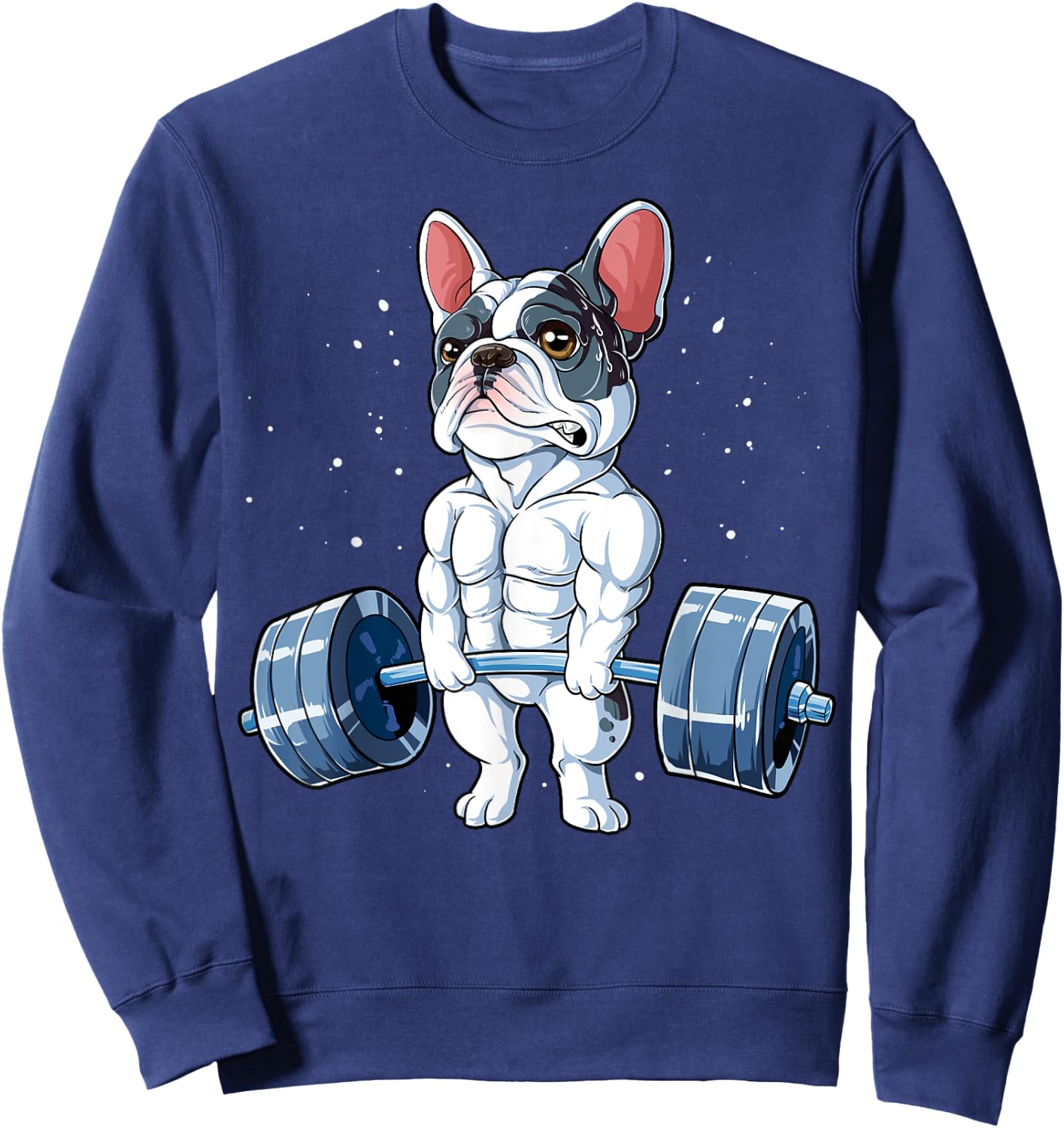French Bulldog Weightlifting Funny Deadlift Men Fitness Gym Sweatshirt - Sweatshirt | Navy
