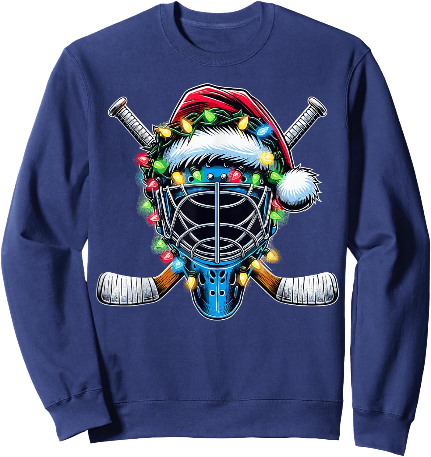 Santa Christmas Hockey Player Sweatshirt - Sweatshirt | Navy