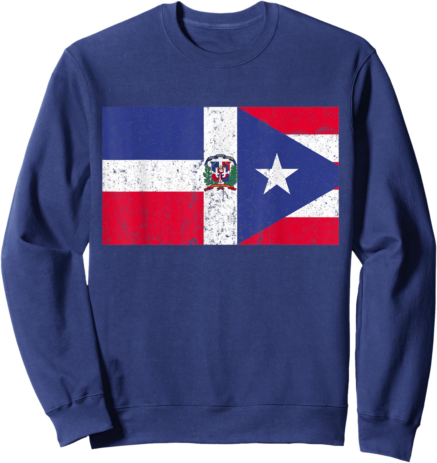 Puerto Rican And Dominican Shirt Pride Heritage Flag Sweatshirt - Sweatshirt | Navy