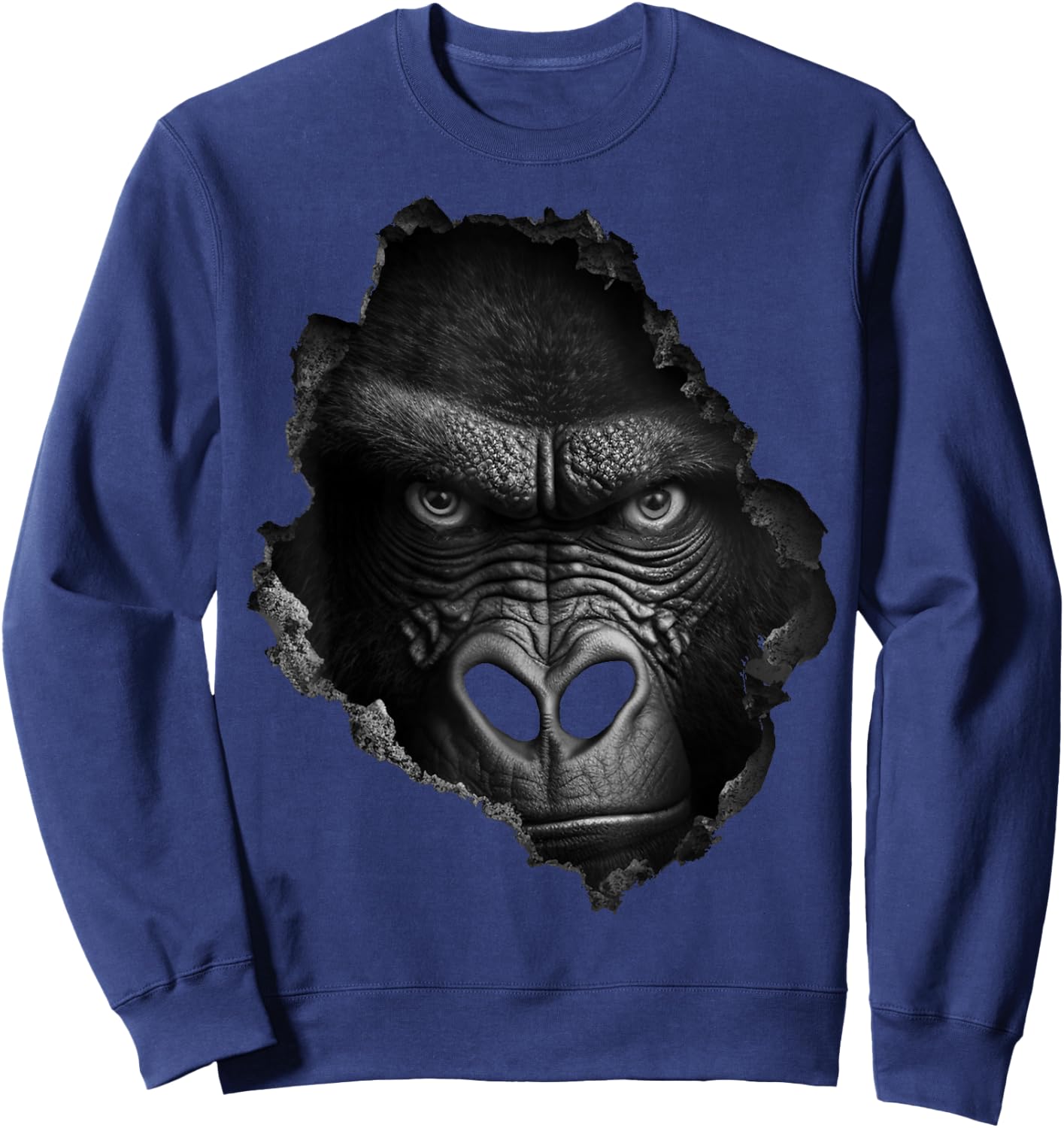 @n!mal Gorilla Gesicht Wand Tier Druck Kunst Tierliebhaber Gorilla Damen & Herren Schwarz Klein EU 38-40 Sweatshirt - Sweatshirt | Navy