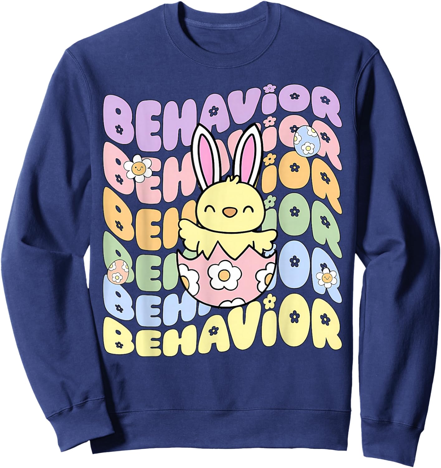 Retro Behavior Analyst Easter Bunny ABA Behavior Therapist Sweatshirt - Sweatshirt | Navy