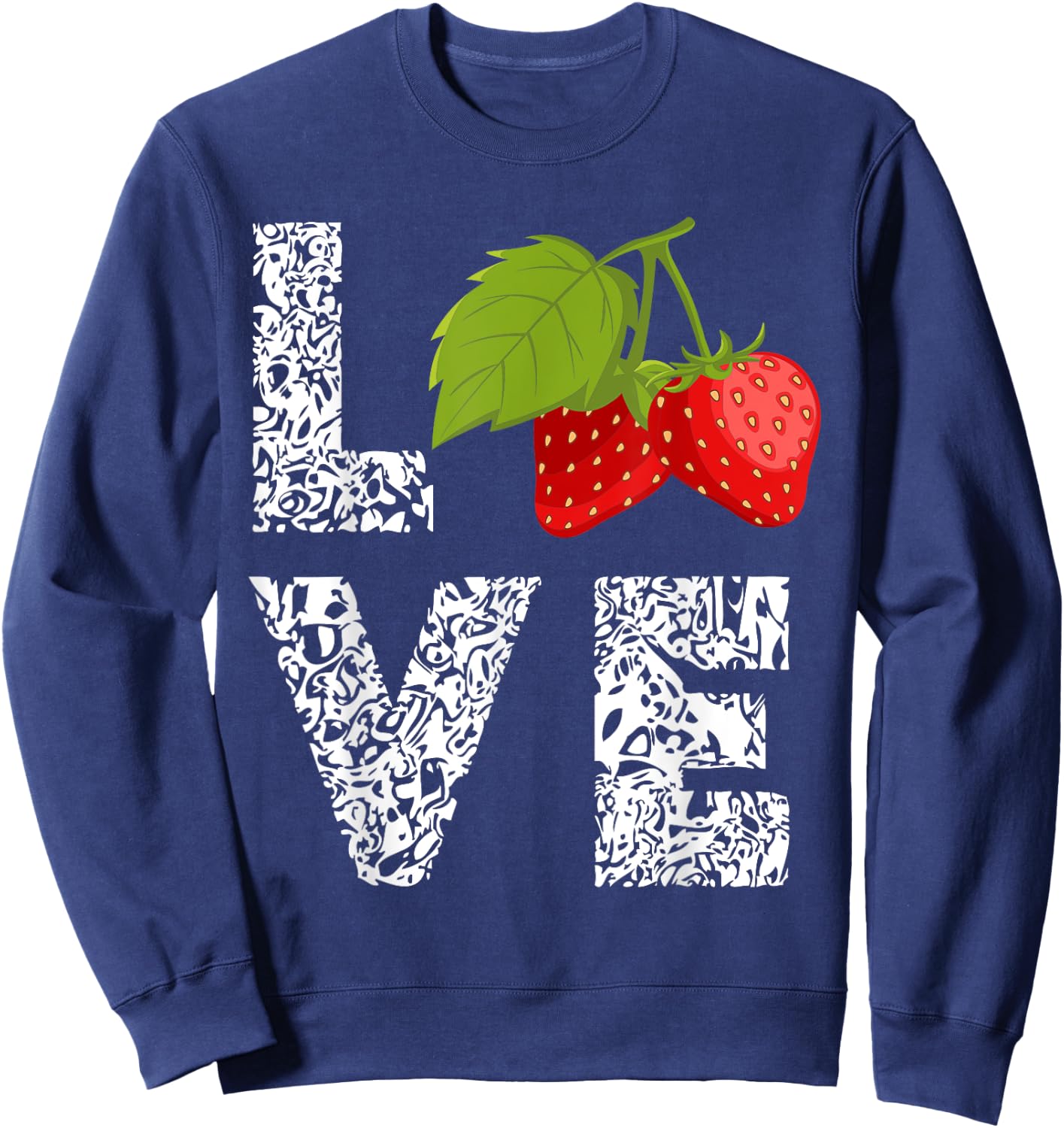 Strawberry Love Leopard Sweet Strawberries Summer Fruit Sweatshirt - Sweatshirt | Navy