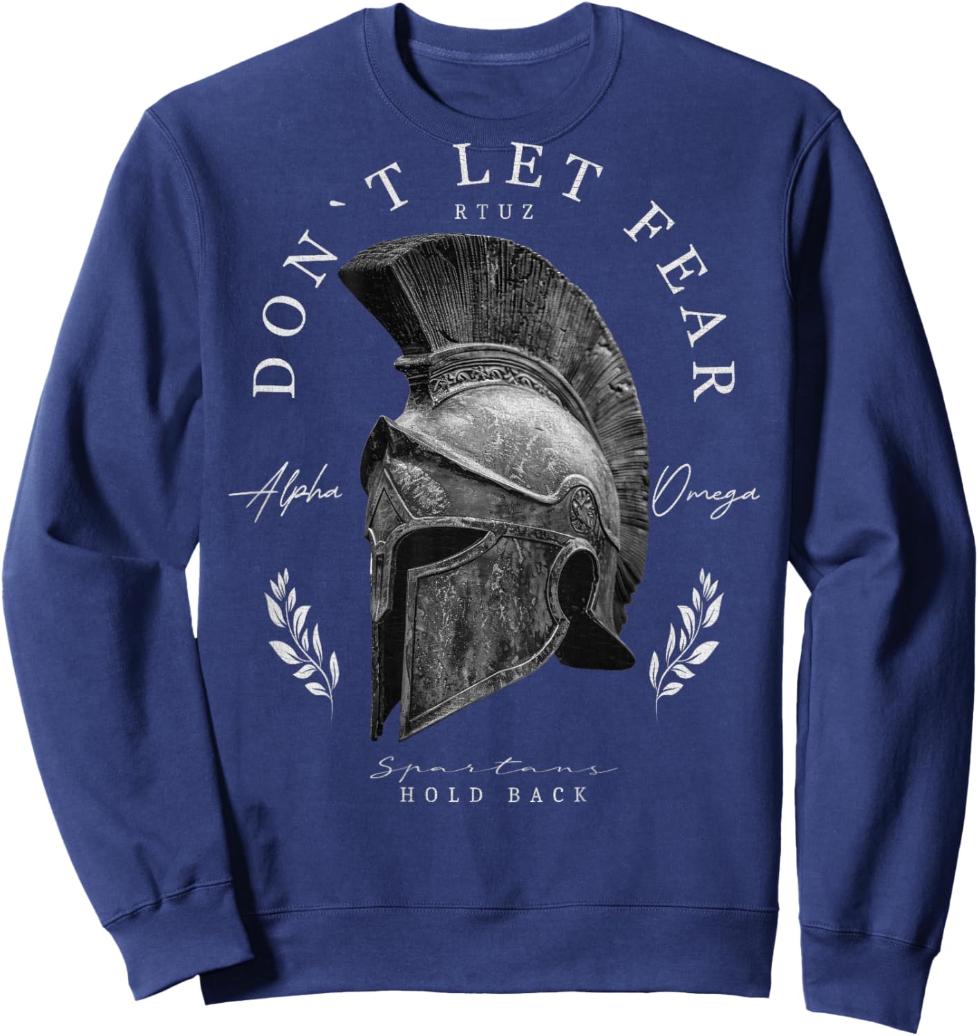 Backprint Spartan Helmet Warrior Y2K Streetwear Women's Men's Sweatshirt - Sweatshirt | Navy