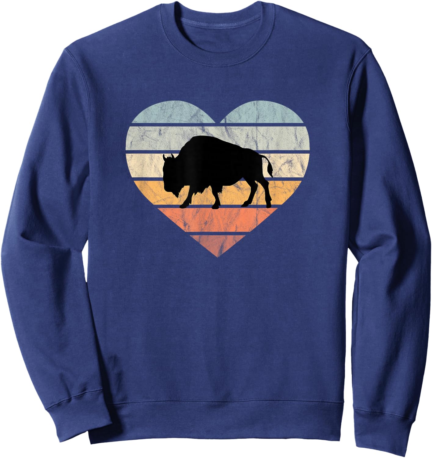 I Love Bison Silhouette North America Heart Wilderness Wisent Sweatshirt - Sweatshirt | Navy