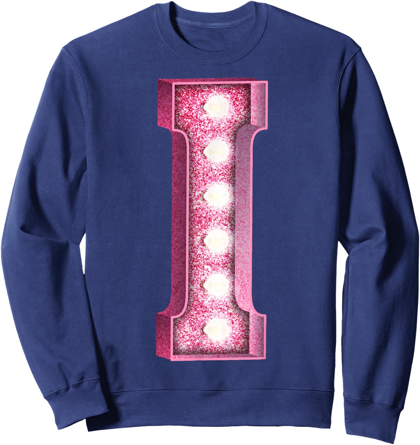 Marquee Letter I Pink Light Up Initial Decor Accent Sweatshirt - Sweatshirt | Navy