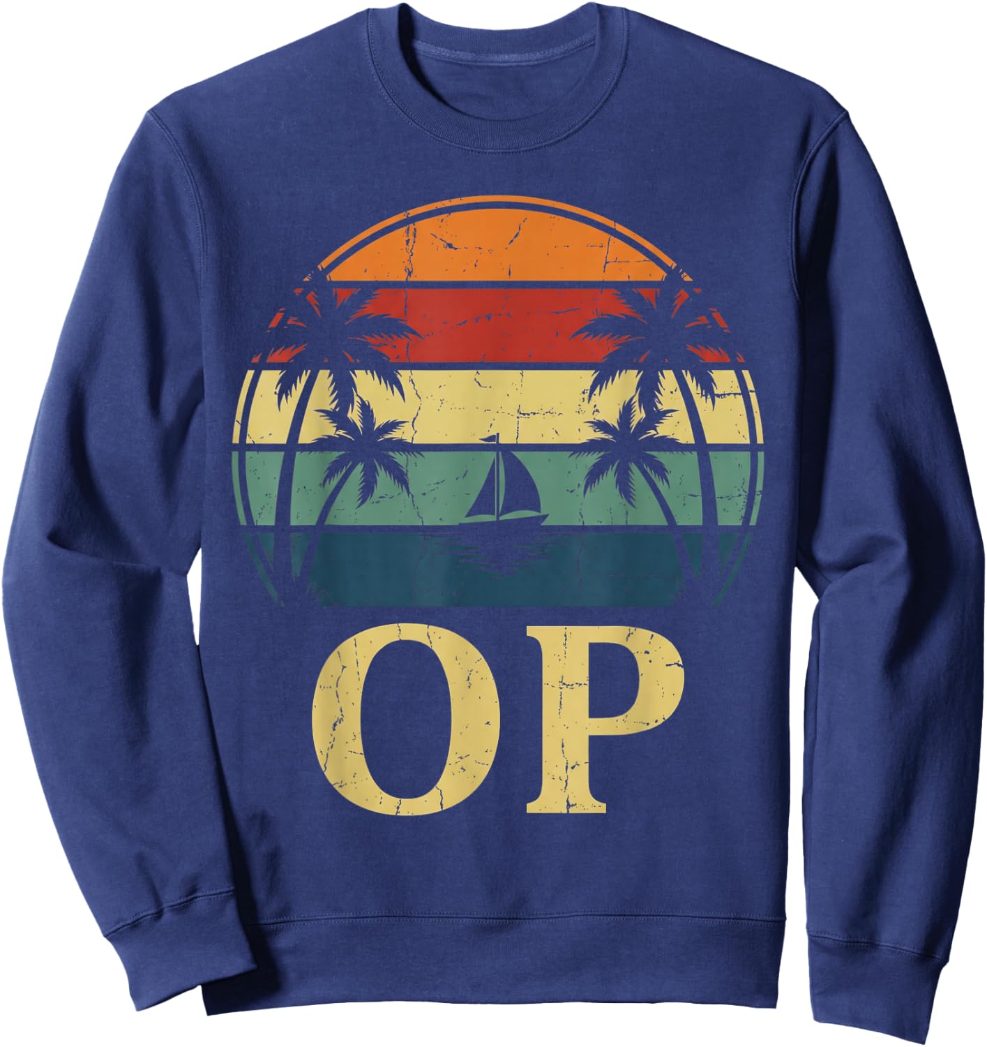 Op Ocean Vintage Pacific Ocean Beach Sun Palm Trees Retro Sweatshirt - Sweatshirt | Navy