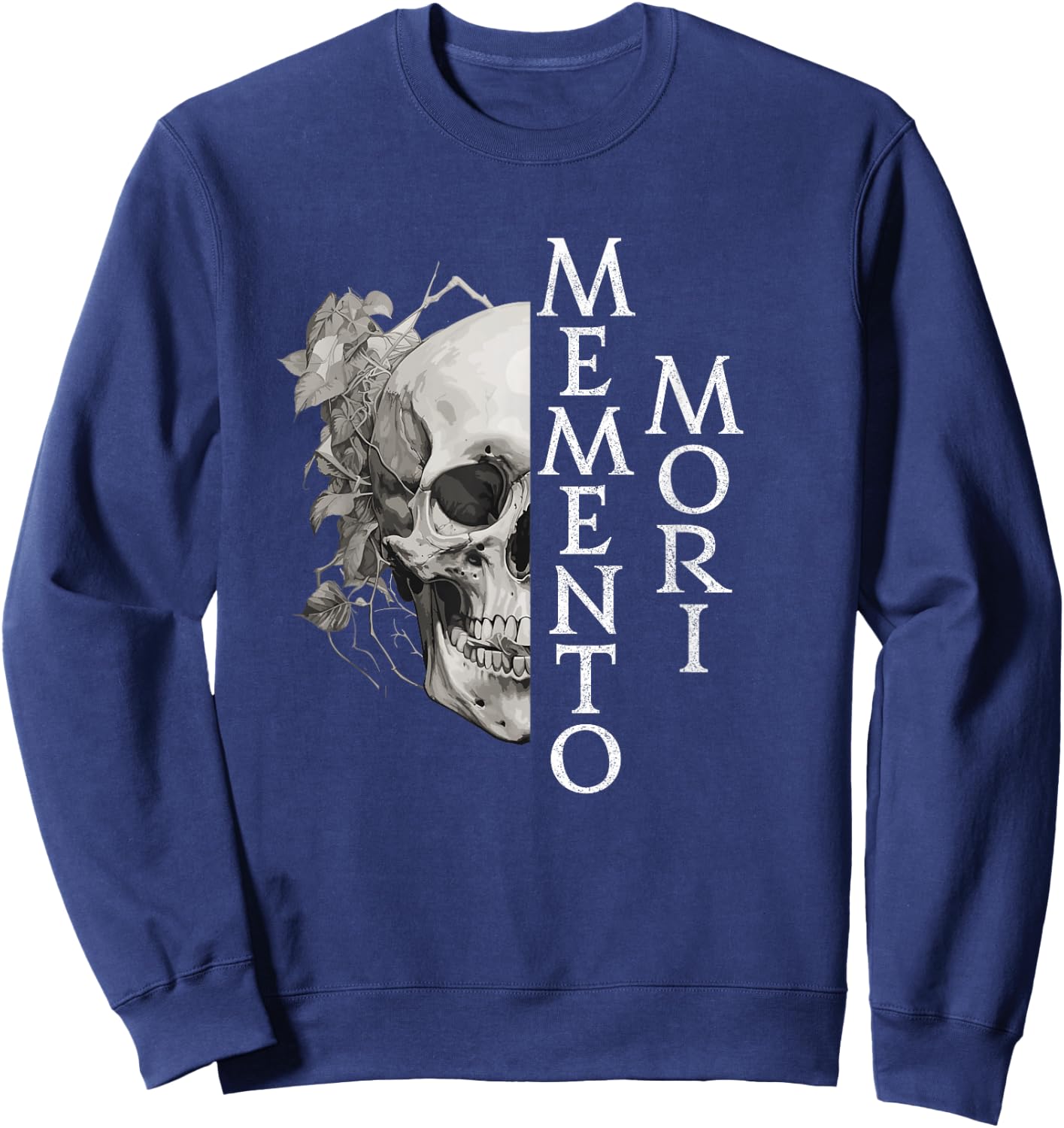 Memento Mori | Momentum Mori | Latin Phrase , Black Sweatshirt - Sweatshirt | Navy