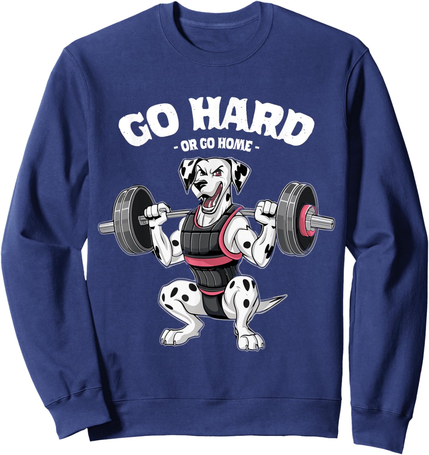 Dalmatian Dog Muscle Training Weightlifting Fitness in Gym Women Kids Sweatshirt - Sweatshirt | Navy