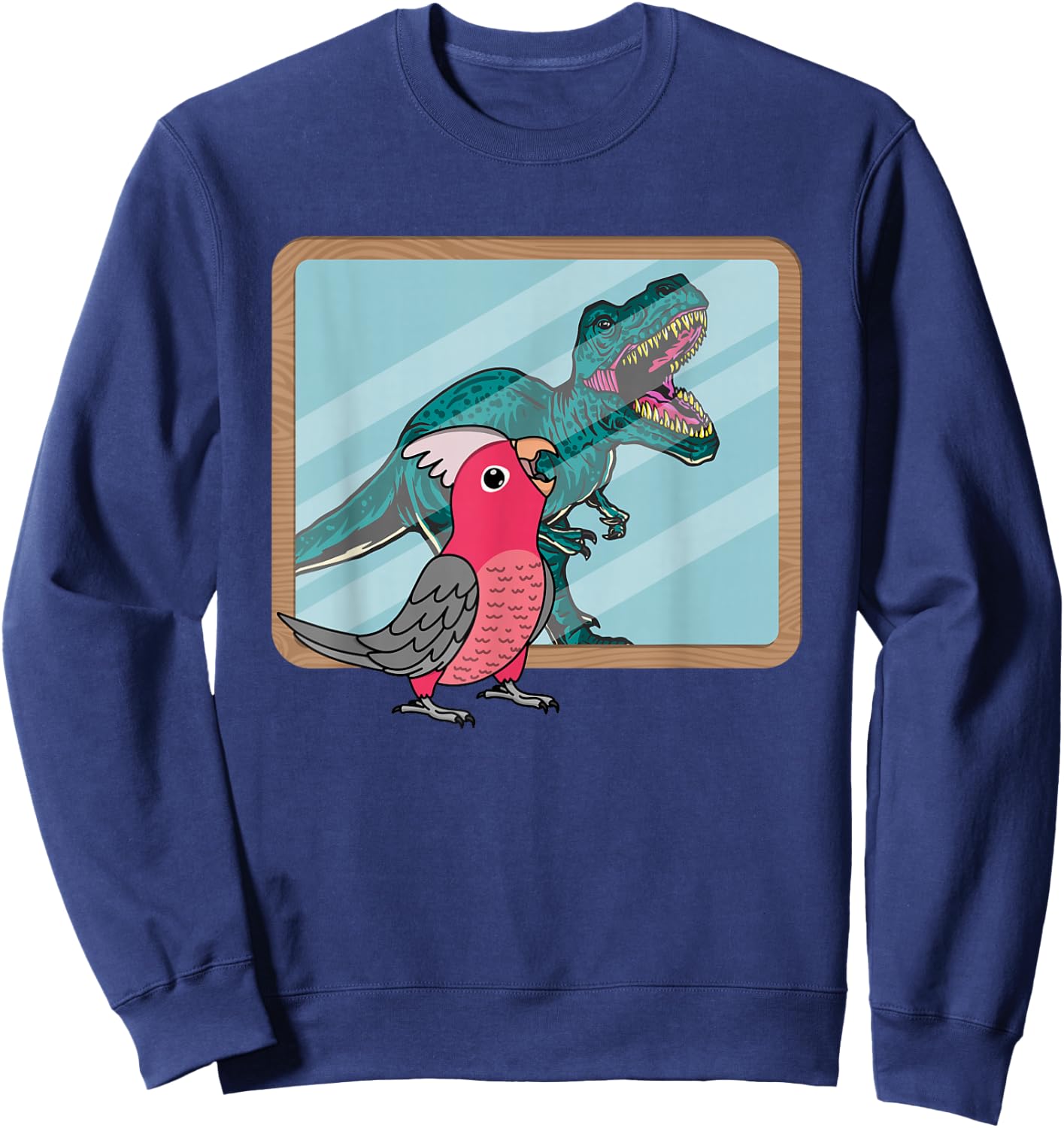 Parrot & T Rex Reflection I Rose-breasted Galah Cockatoo Sweatshirt - Sweatshirt | Navy