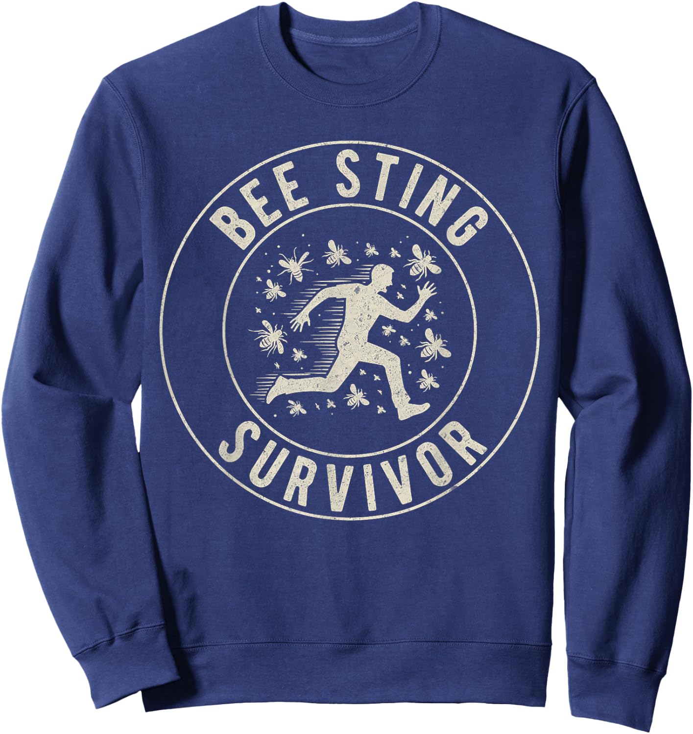 Vintage Bee Sting Survivor I Survived a Bee Sting Bee Keeper Sweatshirt - Sweatshirt | Navy